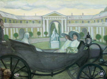 Выпускники станковой графики МГАХИ. Прохорова Ю.В. Серия `Кусково`. Бумага, пастель. 2001.