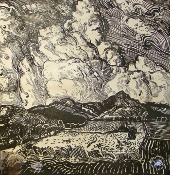 Выпускники станковой графики МГАХИ. Сектрет В. Облака. Офорт. 1980.