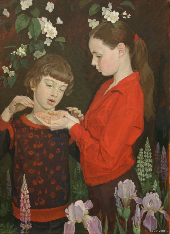 Дмитрий Жилинский. Живопись. Графика.. Божья коровка. Холст, темпера. 1990.