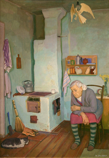 Дмитрий Жилинский. Живопись. Графика.. Одна. ДСП, темпера. 1983.