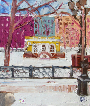 Вера Баева. Арт Салон ЦДХ, 2013.. Жёлтый дом на Патриарших. Холст, масло. 60х50. 2006.
