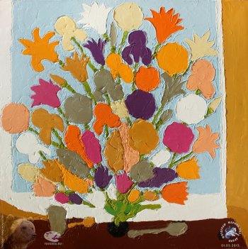 Вера Баева. Арт Салон ЦДХ, 2013.. Металл. Холст, масло. 100х100. 2011.