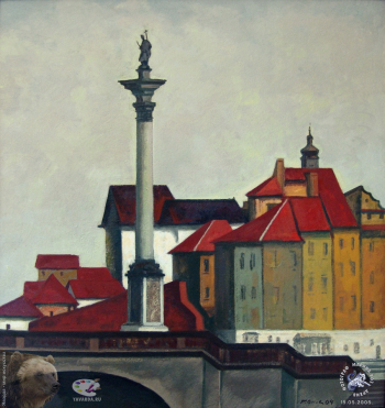 Моя художественная жизнь. Варшава. Картон, масло. 100х95. 2004.