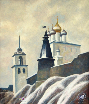 Моя художественная жизнь. Троицкий собор Пскова. Картон, масло. 122х105. 2003.