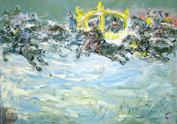 Романтический пейзаж конца XX века. Бегство Наполеона. Холст, масло. 140х202. 1999.