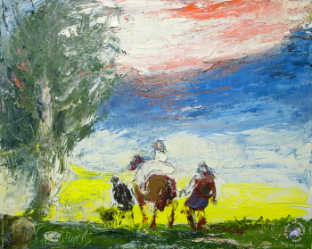 Романтический пейзаж конца XX века. Вечер II. Холст, масло. 80х100. 2001.