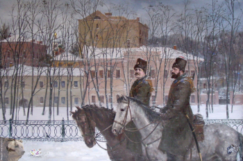 Олег Леонов. 200-лет МВД.. Казачий разъезд. Холст, масло. 100х140. 1998.