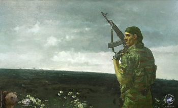 Олег Леонов. 200-лет МВД.. Москва. СОБР. Холст, масло. 130х200. 1997.