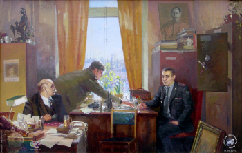 Олег Леонов. 200-лет МВД.. Сыщики МУРа. Холст, масло. 45х70. 2001.