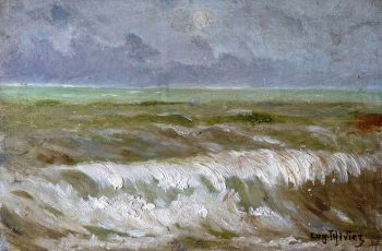 Эжен (Юджин) Тивье. Волны. Холст, масло. 1880. Местонахождение картины неизвестно.