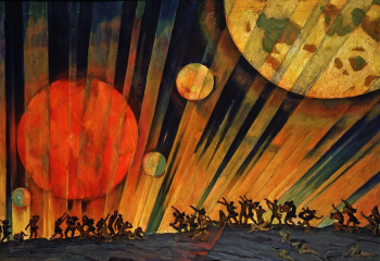 Юон Константин Фёдорович. Новая планета. Картон, темпера. 71х101. 1921. Государственная Третьяковская галерея.