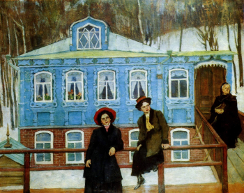 Юон Константин Фёдорович. Провинциалки. Бумага, наклеенная на картон, гуашь. 62х75,5. 1920. Николаевский художественный музей им. В.В.Верещагина.