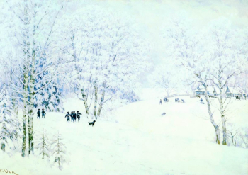 Юон Константин Фёдорович. Русская зима. Лигачёво. Холст, масло. 132х185. 1947. Государственная Третьяковская галерея.