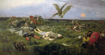 Васнецов Виктор Михайлович. После побоища Игоря Святославича с половцами. Холст, масло. 205х390. 1880. Государственная Третьяковская галерея.