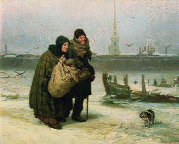 Васнецов Виктор Михайлович. С квартиры на квартиру. Холст, масло. 53х67. 1876. Государственная Третьяковская галерея.
