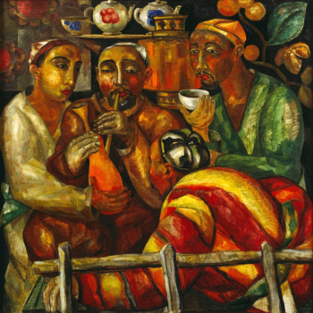 Волков Александр Николаевич. Чайхана с кальяном. Холст, темпера. 108x108. 1927. Государственный музей искусства народов Востока.