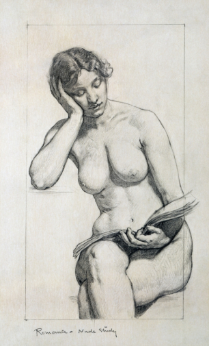 Кеньон Кокс. Сидящая обнажённая. Бумага, графит. 1896. Библиотека Конгресса.