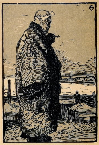 Канаэ Ямамото. Рыбак. Гравюра по дереву. 1904. Музей Канаэ Ямамото.