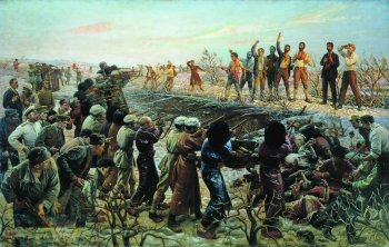 Бродский Исаак Израилевич. Расстрел 26 бакинских комиссаров. Холст, масло. 285х176. 1925. Волгоградский музей изобразительных искусств имени И.И.Машкова.