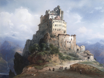 Карло Боссоли. Монастырь Сан-Микеле, Италия. Бумага, гуашь. 20х27. Частное собрание.