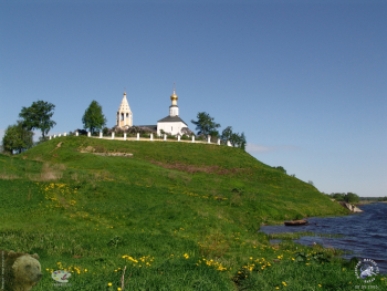 Городня на Волге. Церковь Рождества Пресвятой Богородицы. Вид с уреза реки Волги.