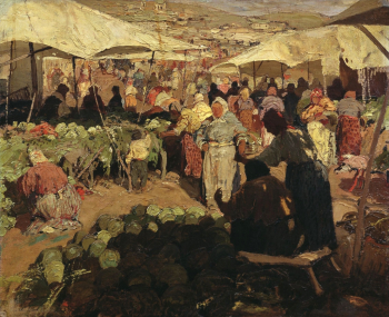 Колесников Иван Фёдорович. Базар. Холст, масло. 57х70. 1910. Таганрогская картинная галерея.
