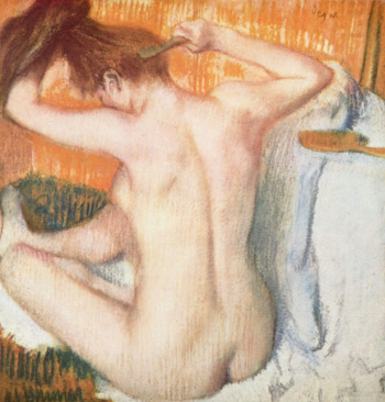 Эдгар Дега. Причёсывающаяся женщина. Бумага, пастель. 54x52,5. 1885. Государственный Эрмитаж.