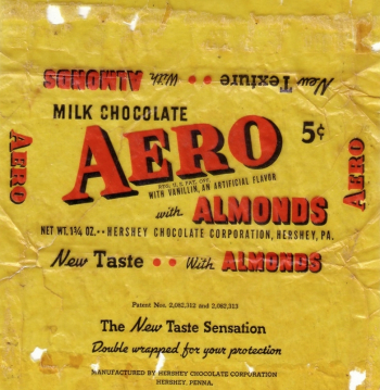 Упаковка от плитки молочного шоколада Aero. 1937. Неизвестный фотограф.