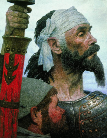 Коржев (Чувелёв) Гелий Михайлович. Дон Кихот и Санчо. Холст, масло. 200х160. 1980-1985. Государственный Русский музей.