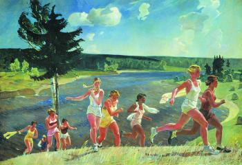 Дейнека Александр Александрович. Раздолье. Холст, масло. 204х300. 1944. Государственный Русский музей.