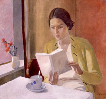 Дейнека Александр Александрович. Девушка с книгой. Холст, масло. 80х90. 1934. Государственный Русский музей.