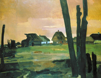 Дейнека Александр Александрович. Сгоревшая деревня. Холст, масло. 100х125. 1942. Государственный Русский музей.