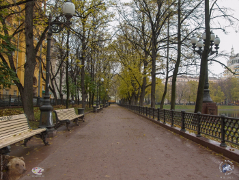 Патриаршие пруды осенью 2003 года. Деревья аллеи. Фото 14.10.2003.