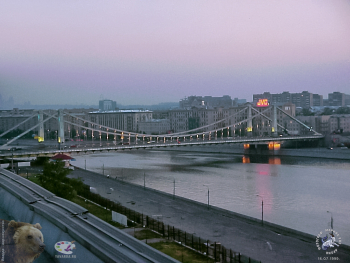 Крымский мост. Вид с крыши ЦДХ. Сумерки. Фотограф Марина Роз.