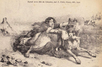 Франсуа Гренье Де Сен-Мартен. Жеводанский зверь. Бумага, гравюра. 1839-1840. Национальная библиотека Франции.