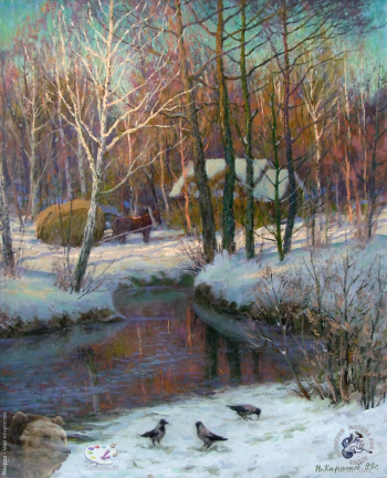 Кирсанов Николай Алексеевич. Последний луч. Оргалит, масло. 74х61. 1992. Частное собрание.