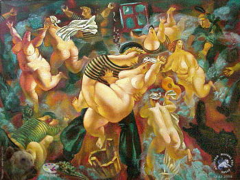 Лопатников Алексей Николаевич. Матросы в бане. Холст, масло. 90х120. 1996. Авторское собрание.