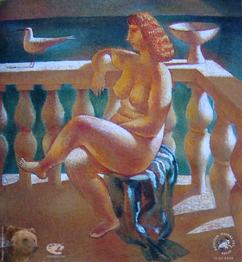 Лопатников Алексей Николаевич. Обнаженная с чайкой. Холст, масло. 60х55. 1995. Авторское собрание.