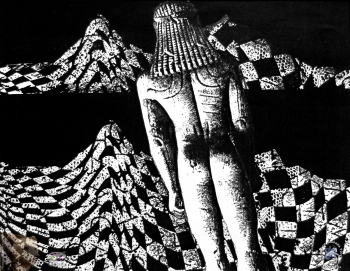 Лопатников Алексей Николаевич. Уходящий. Бумага, смешанная техника. 20х26. 2002. Авторское собрание.