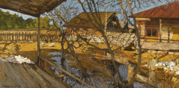 Туржанский Леонард Викторович. Весеннее Солнце. Холст, масло. 57x115. 1917. Частная коллекция.