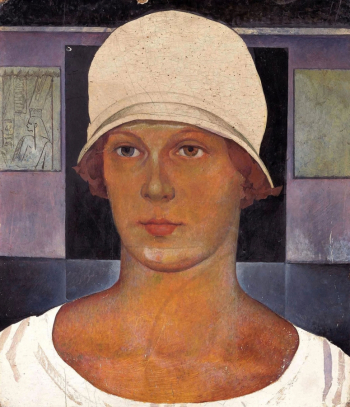 Ионин Николай Александрович. Портрет Е.Н.Иониной (жены художника). Доска, масло, левкас. 36х31. 1920-е. Государственный Русский музей.
