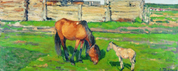 Туржанский Леонард Викторович. На Солнце. Картон, масло. 28x67. 1913. Рыбинский государственный историко-архитектурный и художественный музей-заповедник.