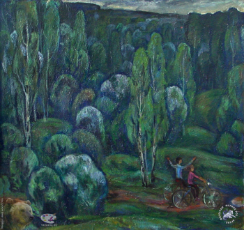 Стариков Михаил Михайлович. Черёмуха цветёт. Холст, масло. 106х110. 1982. Авторское собрание.