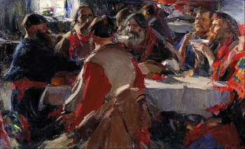 Архипов Абрам Ефимович. Чаепитие. Холст, масло. 79х131. 1919. Астраханская государственная картинная галерея имени П.М.Догадина.