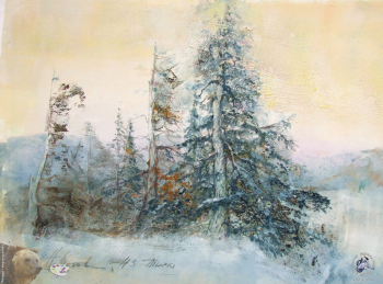 Лескова Нина Алексеевна. -43. Тихо. Бумага, масло. 43х53. 1998. Авторское собрание.