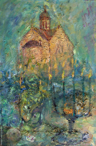 Лескова Нина Алексеевна. Днём невидимо пламя. Холст, масло. 60х40. 2002. Авторское собрание.