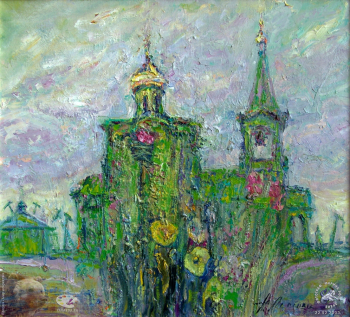 Лескова Нина Алексеевна. Дудинка. Букет на асфальте. Холст, масло. 40х45. 2001. Авторское собрание.
