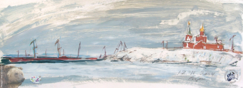Лескова Нина Алексеевна. Дудинка. Этюд. Картон, масло. 25х58. 2004. Авторское собрание.