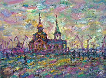 Лескова Нина Алексеевна. Дудинский мотив. Картон, масло. 25х35. 2003. Авторское собрание.