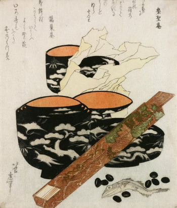 Кацусика Хокусай. Натюрморт. Бумага, ксилография. 19,1х19. 1820. Частное собрание.
